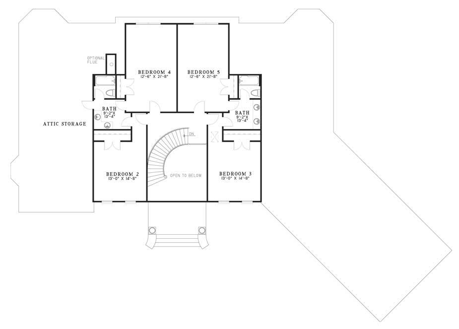 Floor Plan Second Story of Cape Cod Plan #153-1034