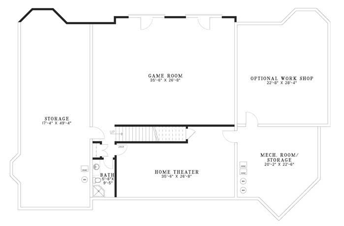 Floor Plan Basement of Cape Cod Plan #153-1034