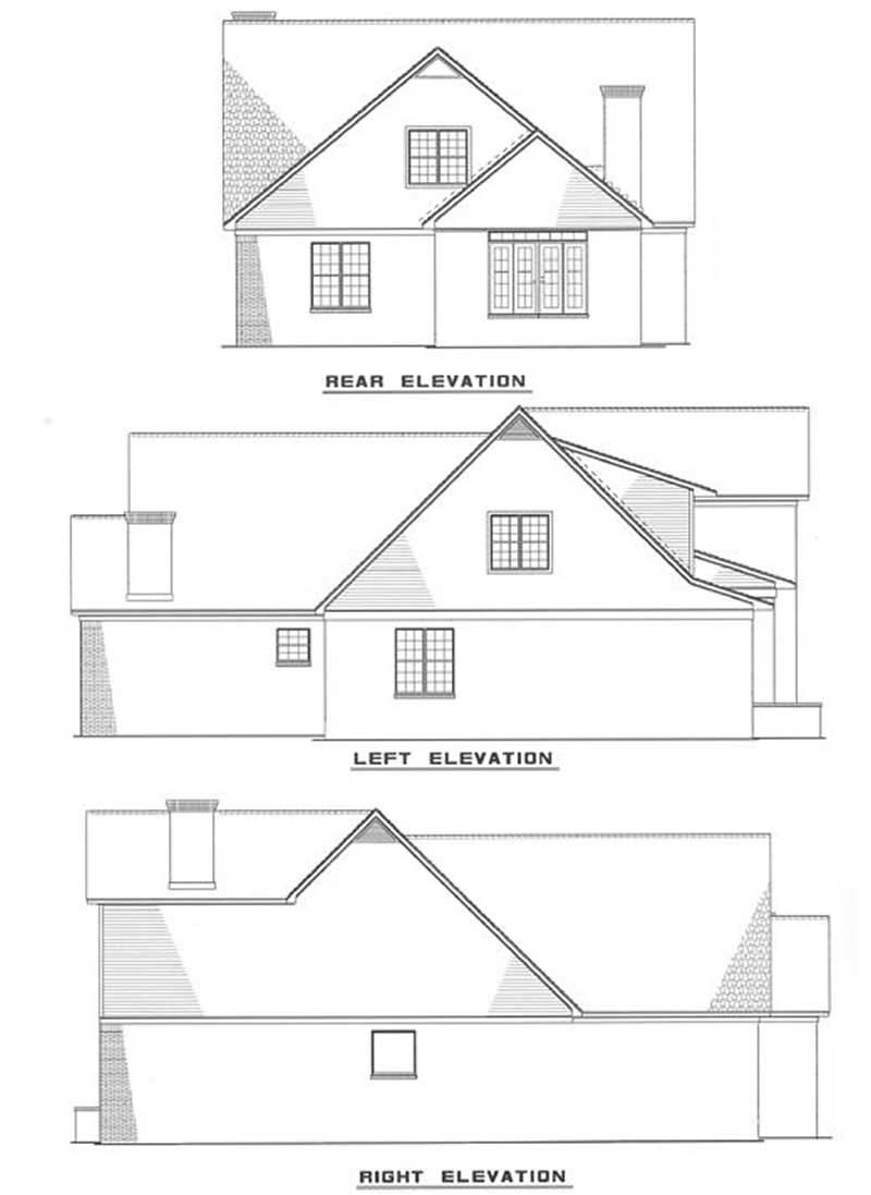 Rear and Side Elevations of this 3-Bedroom,3202 Sq Ft Plan -153-1035