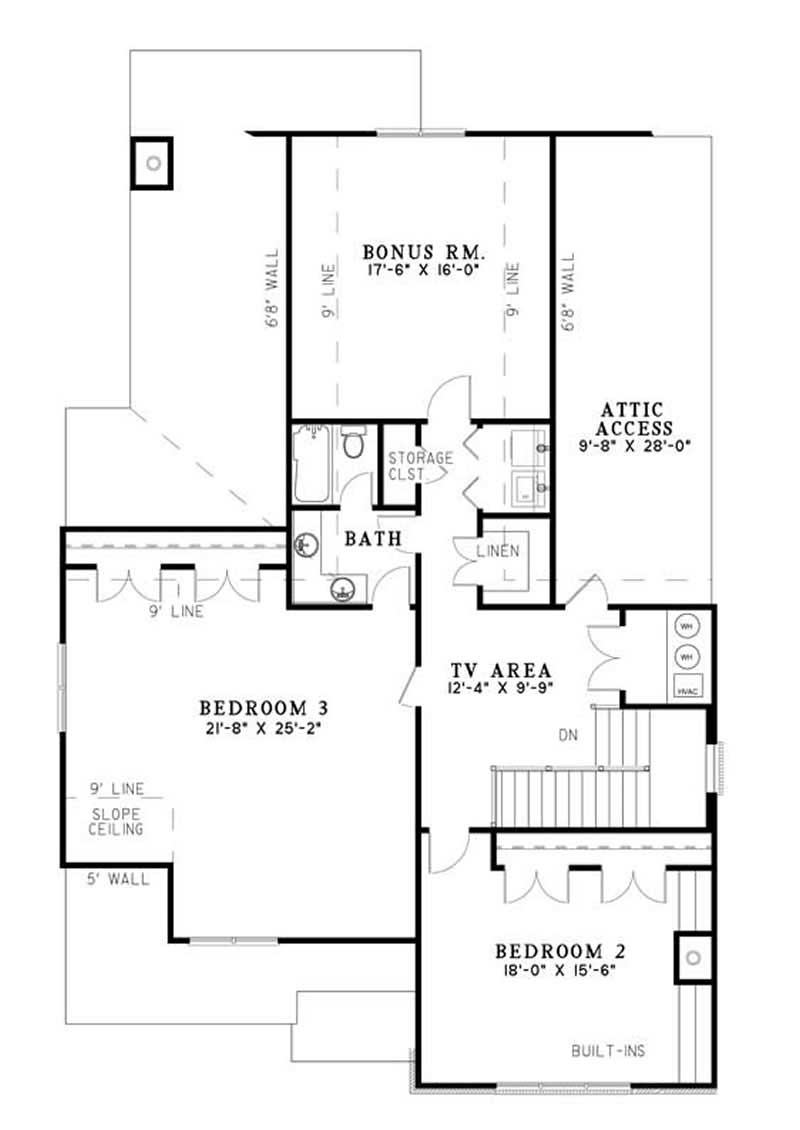 Floor Plan Upper Level of Contemporary Plan #153-1035