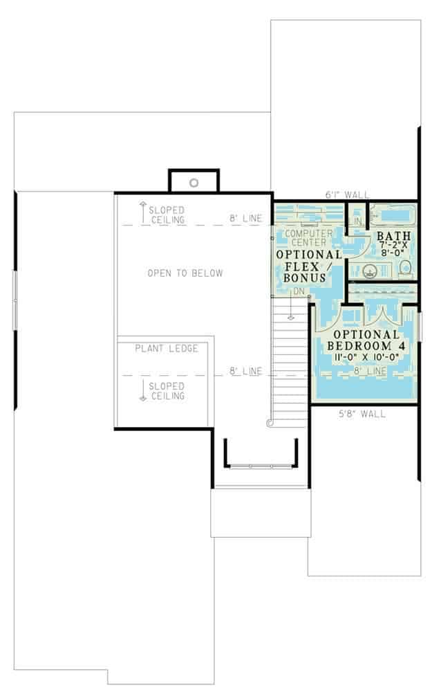 Floor Plan Bonus Room of Country Plan #153-1040