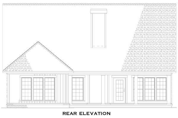 Home Plan Rear Elevation of this 3-Bedroom,1588 Sq Ft Plan -153-1040