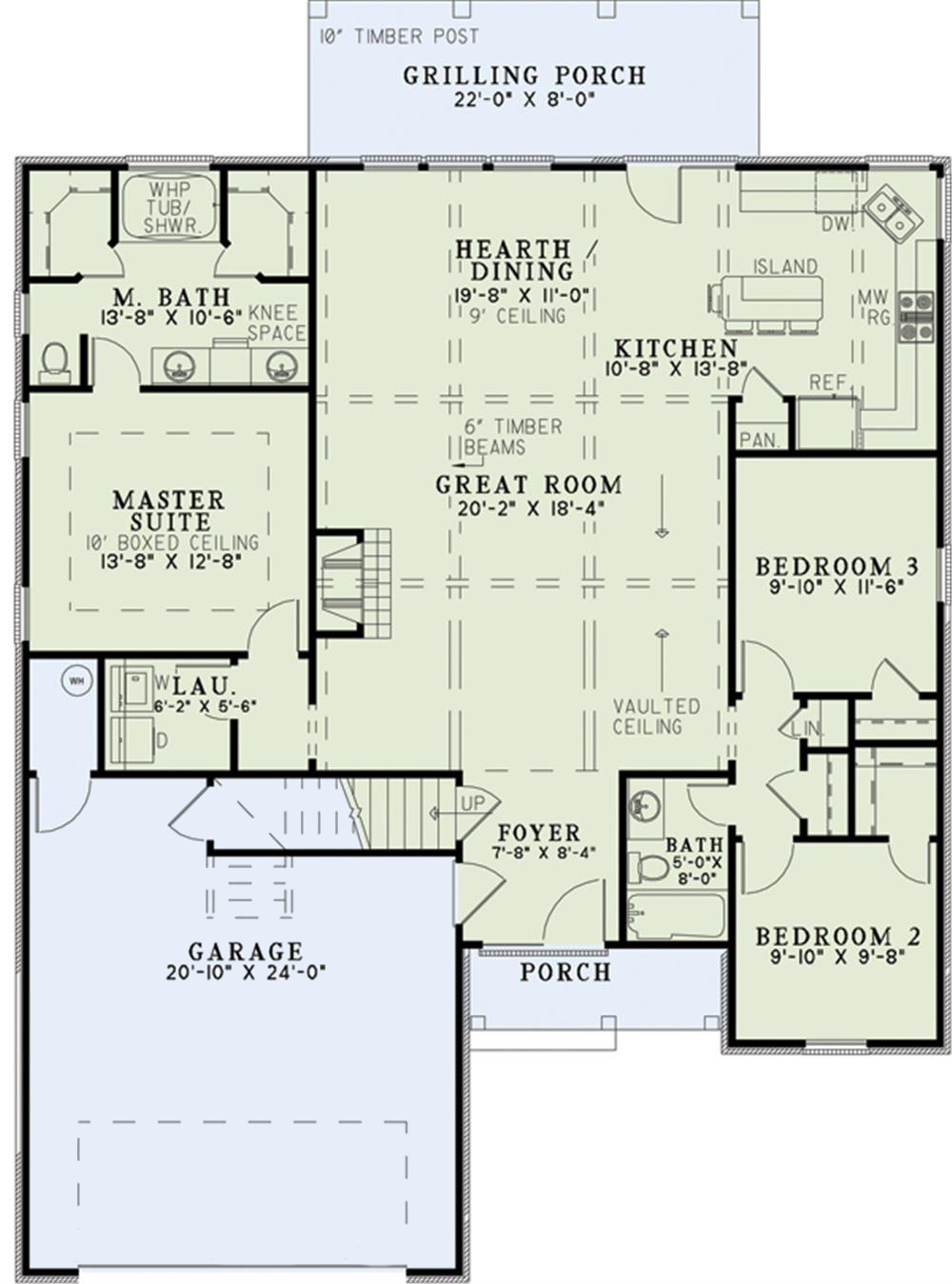 Floor Plan First Story of Country Plan #153-1044
