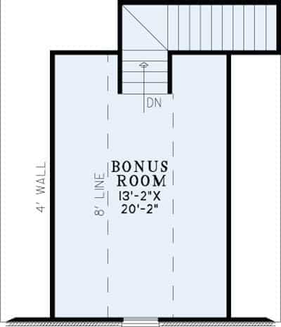 Floor Plan Bonus Room of Country Plan #153-1044