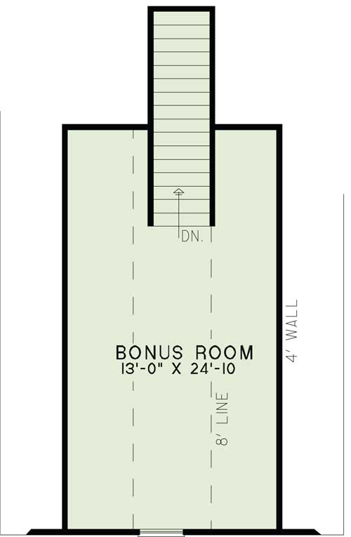 Floor Plan Bonus Room of Country Plan #153-1045