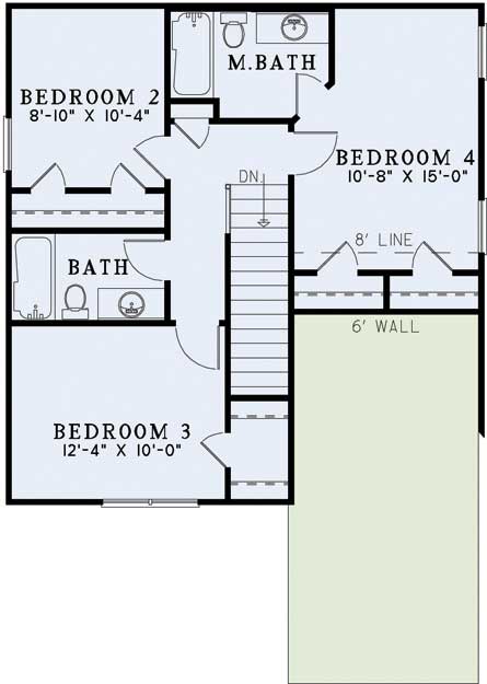 Floor Plan Second Story of Country Plan #153-1046