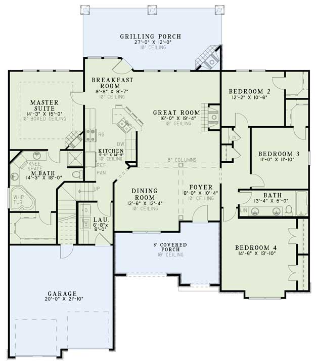 Floor Plan First Story of European Plan #153-1053