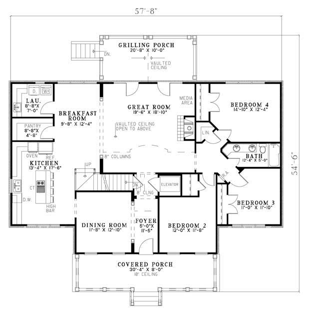 Floor Plan First Story of Luxury Plan #153-1056