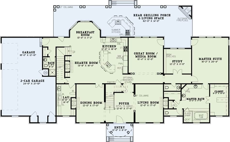 Floor Plan First Story of Colonial Plan #153-1058