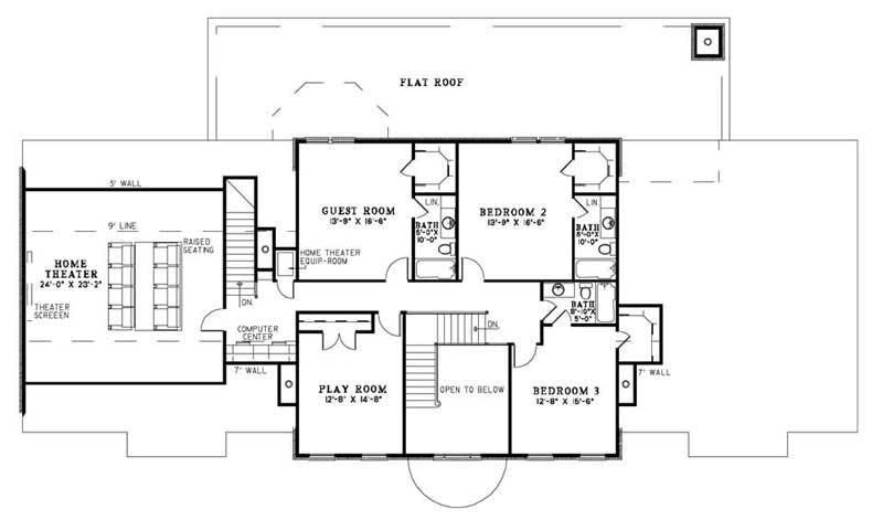 Floor Plan Second Story of Colonial Plan #153-1058