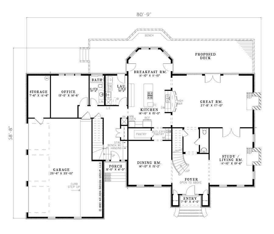 Floor Plan First Story of Luxury Plan #153-1059