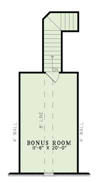 Floor Plan Bonus Room of Country Plan #153-1061