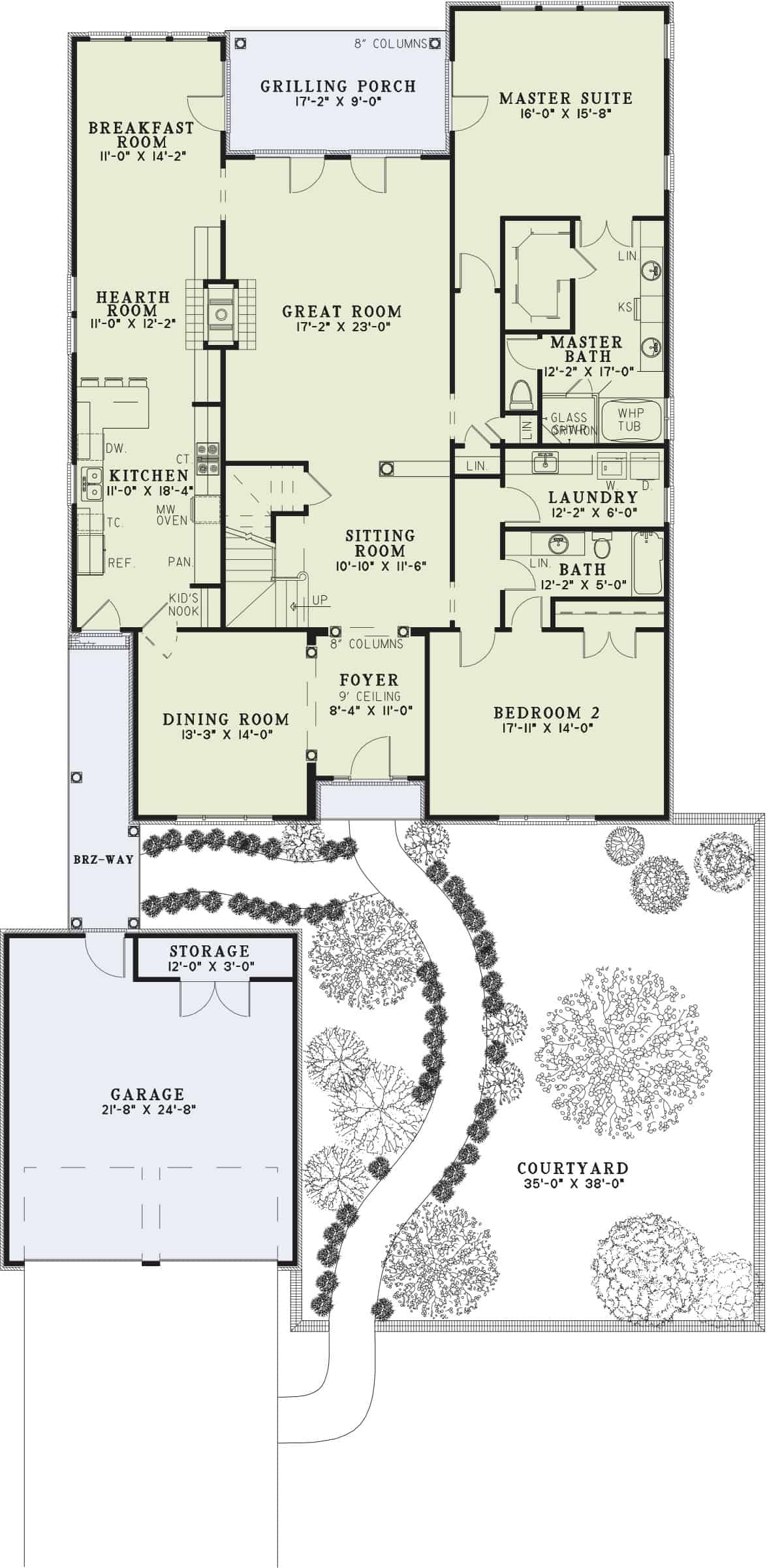 Floor Plan Main Level of Transitional Plan #153-1062