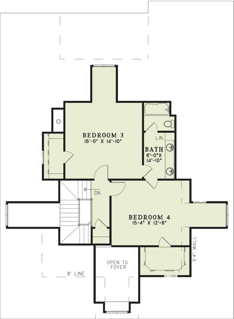 Floor Plan Upper Level of Transitional Plan #153-1062