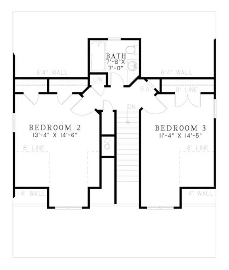 Floor Plan Second Story of Ranch Plan #153-1064