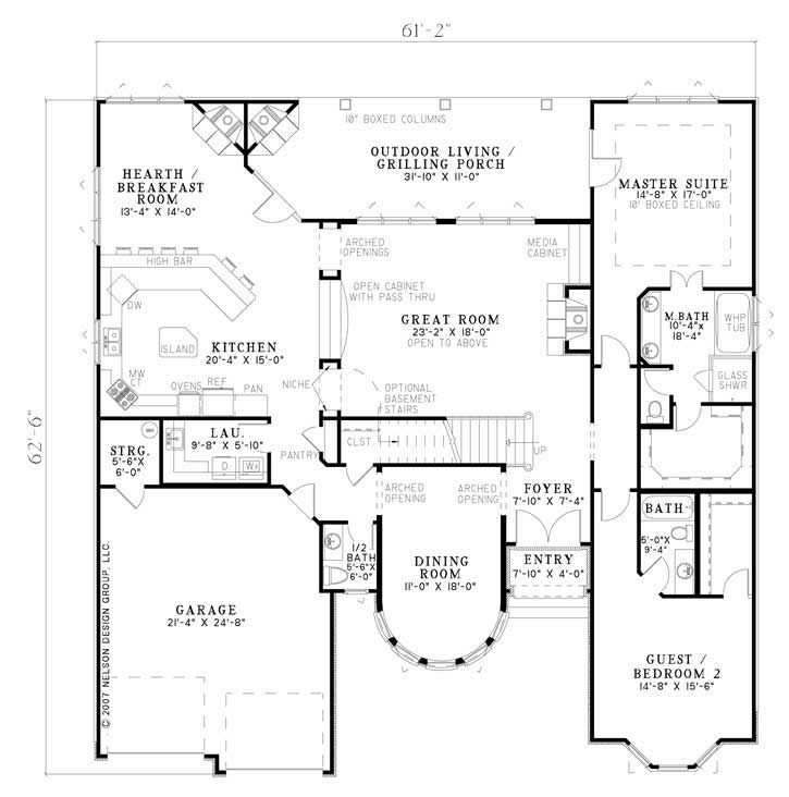 Floor Plan First Story of Craftsman Plan #153-1068