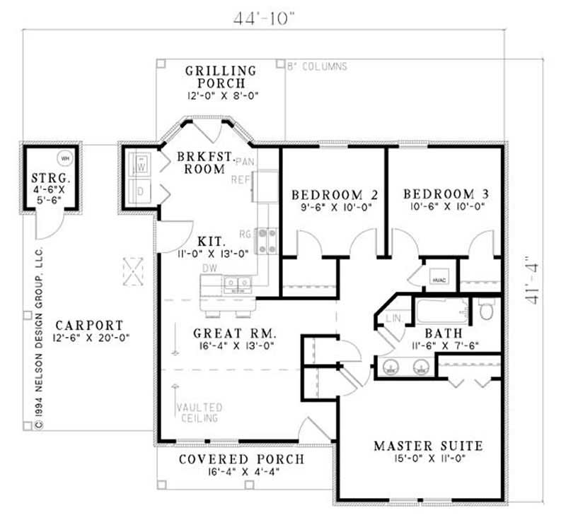 Floor Plan First Story of Small House Plans #153-1070