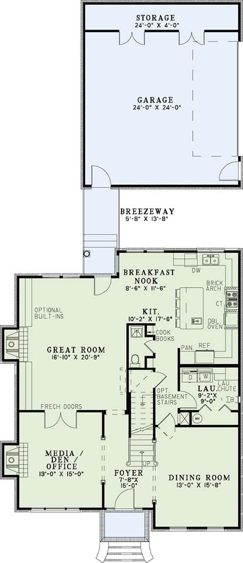Floor Plan Main Level of Traditional Plan #153-1071