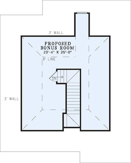 Floor Plan Third Story (Bonus Room) of Traditional Plan #153-1071