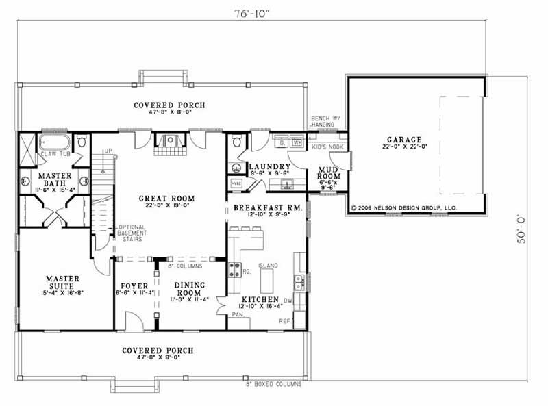 Floor Plan First Story of Country Plan #153-1073