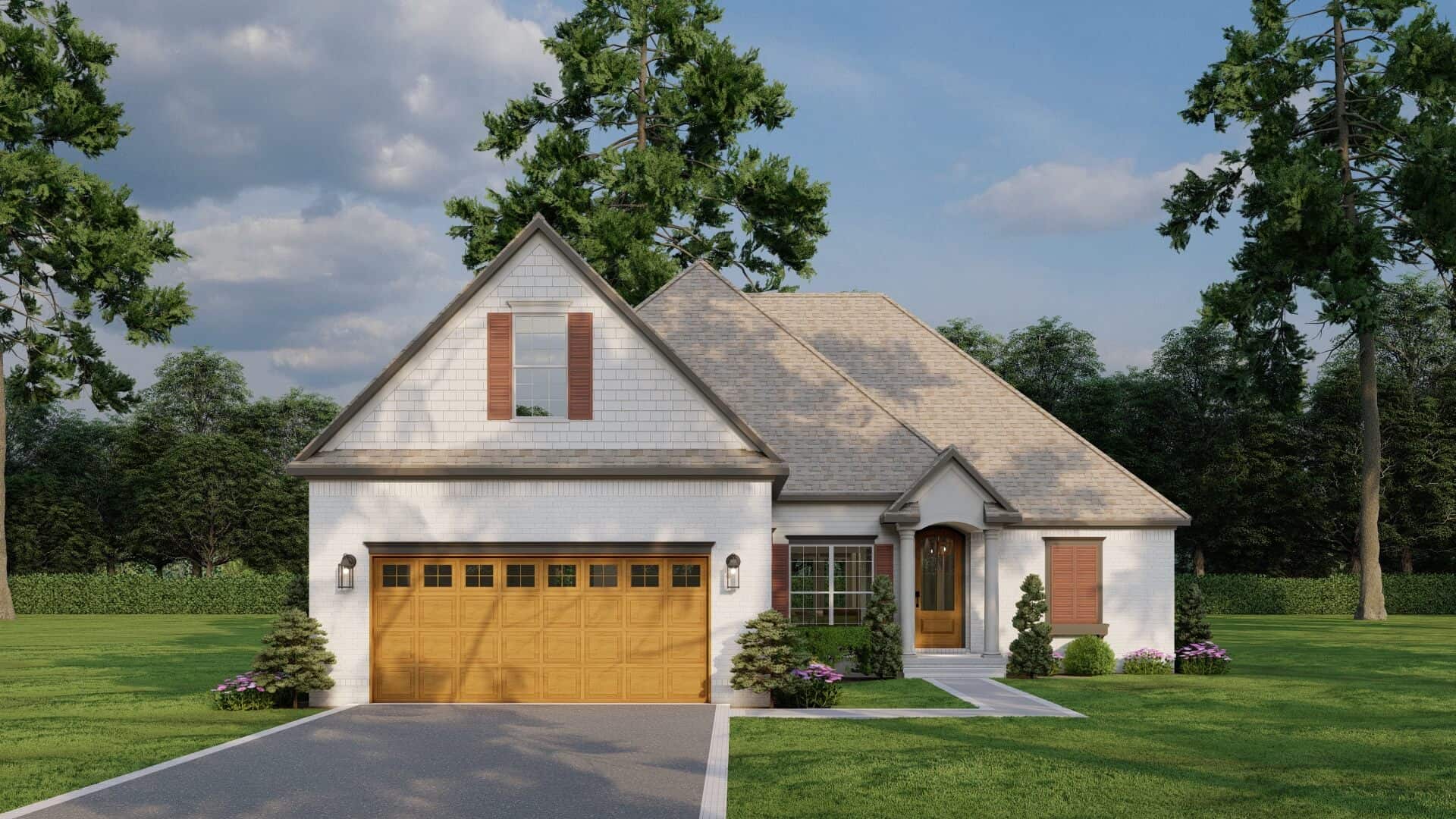 Front elevation of Craftsman home (ThePlanCollection: House Plan #153-1076)