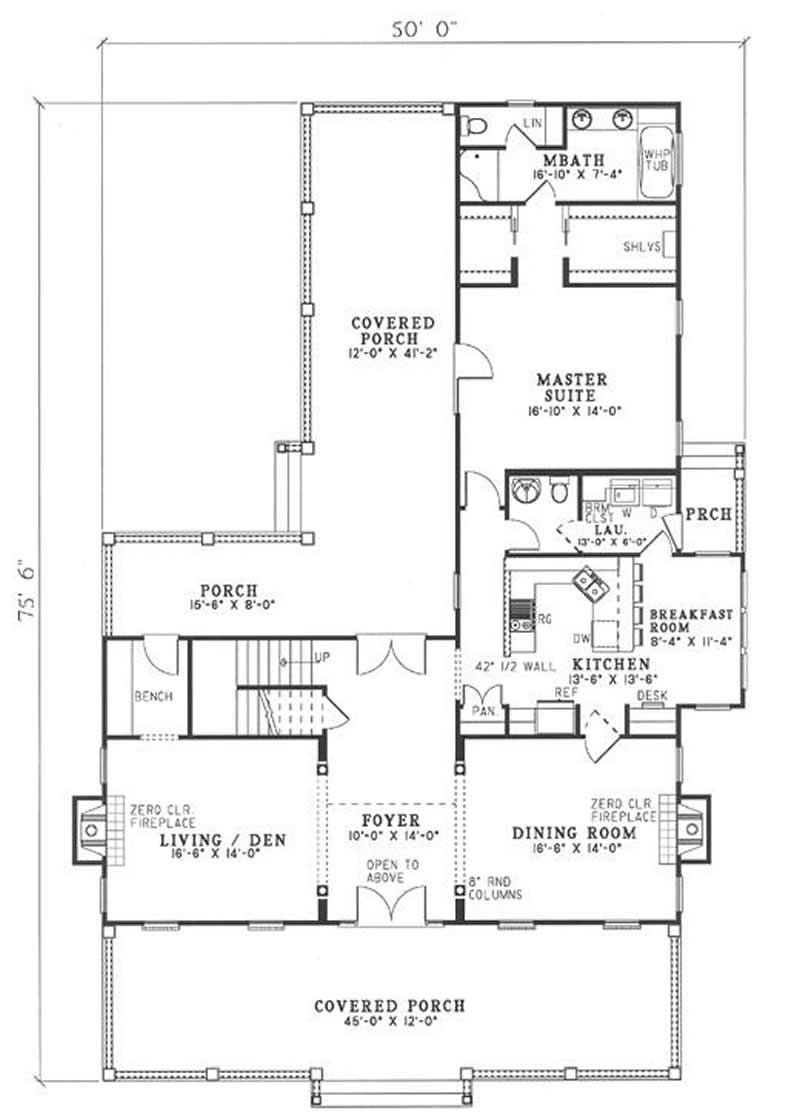 Floor Plan First Story of Ranch Plan #153-1080