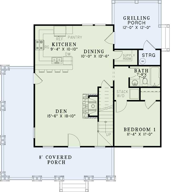 Floor Plan First Story of Country Plan #153-1085