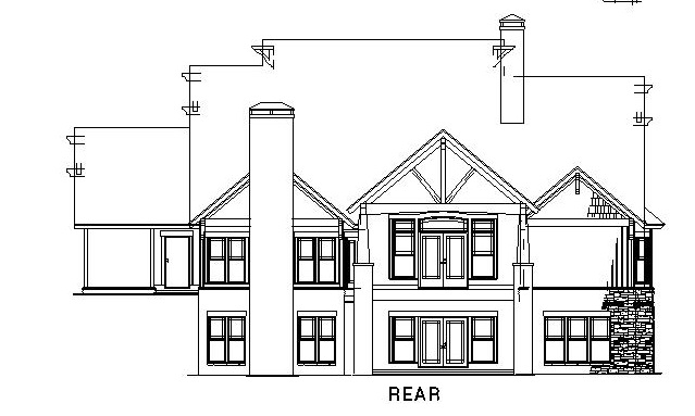 Home Plan Rear Elevation of this 4-Bedroom,3783 Sq Ft Plan -153-1092