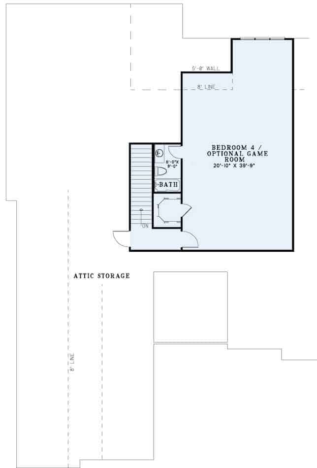 Floor Plan Bonus Room of European Plan #153-1095
