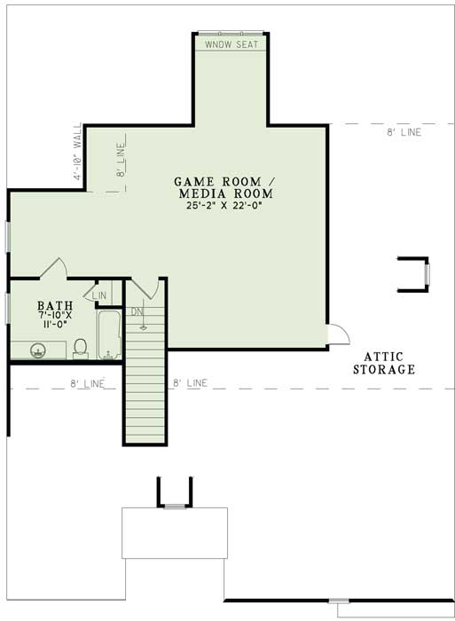 Floor Plan Second Story of Craftsman Plan #153-1099