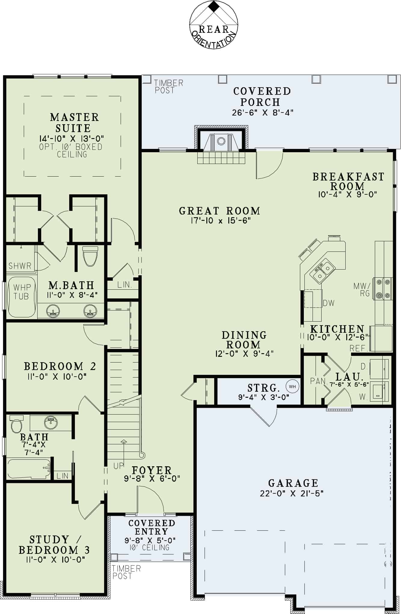 Floor Plan First Story of Craftsman Plan #153-1099