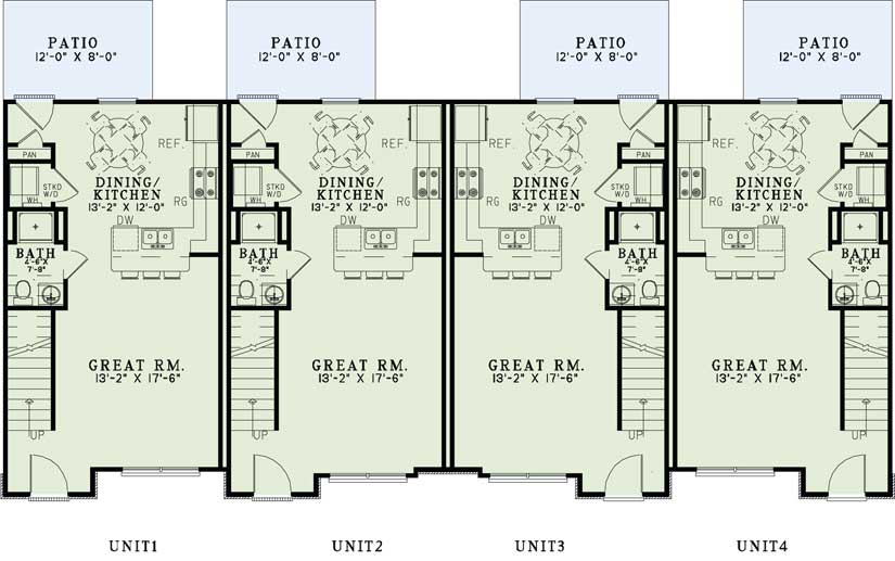 Floor Plan First Story of Multi-Unit Plan #153-1100