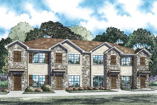 Front elevation of Multi-Unit home (ThePlanCollection: House Plan #153-1100)