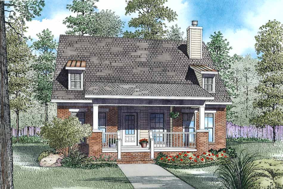 This is the front elevation for these Traditional Home Plans.