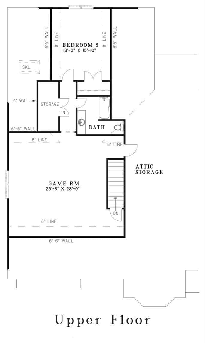 Floor Plan Second Story of Plan #153-1102