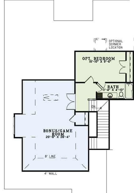 Floor Plan Second Story of European Plan #153-1104