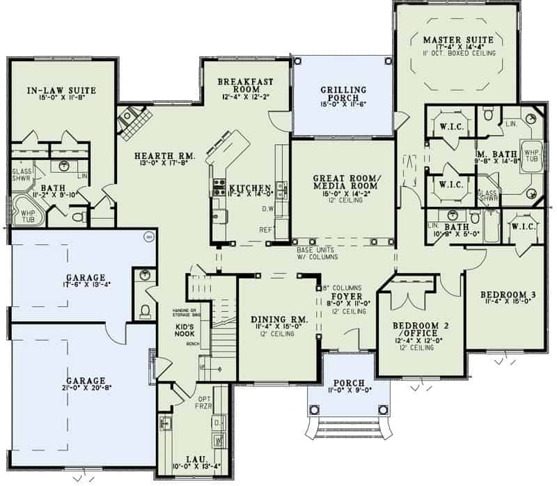 Floor Plan First Story of European Plan #153-1104