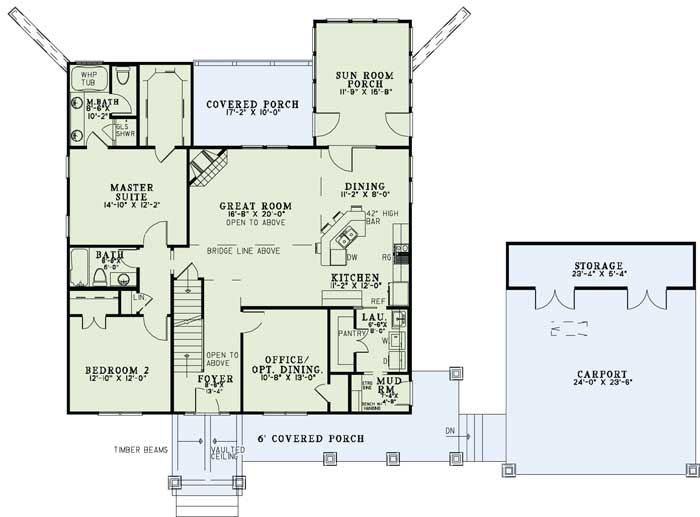 Floor Plan First Story of Craftsman Plan #153-1106