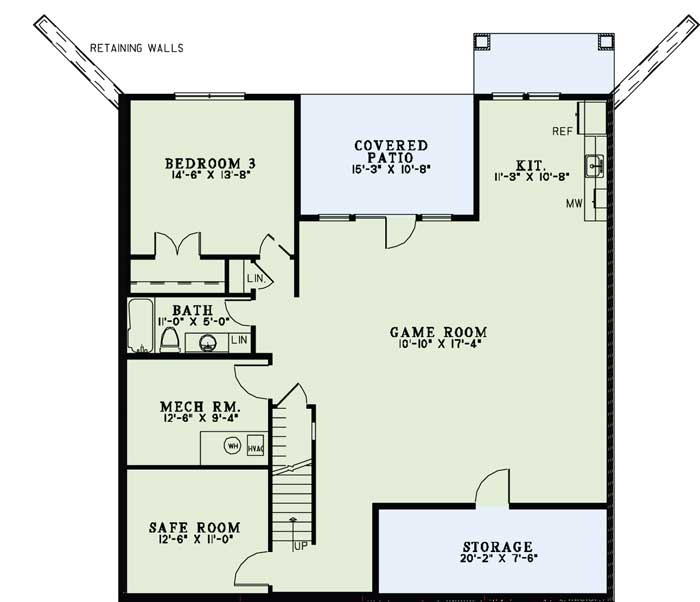 Floor Plan Basement of Craftsman Plan #153-1106