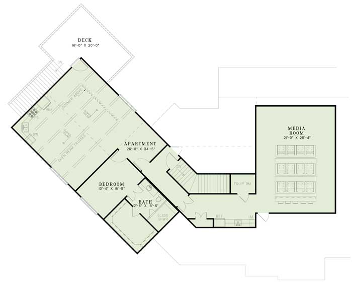 Floor Plan Second Story of European Plan #153-1107