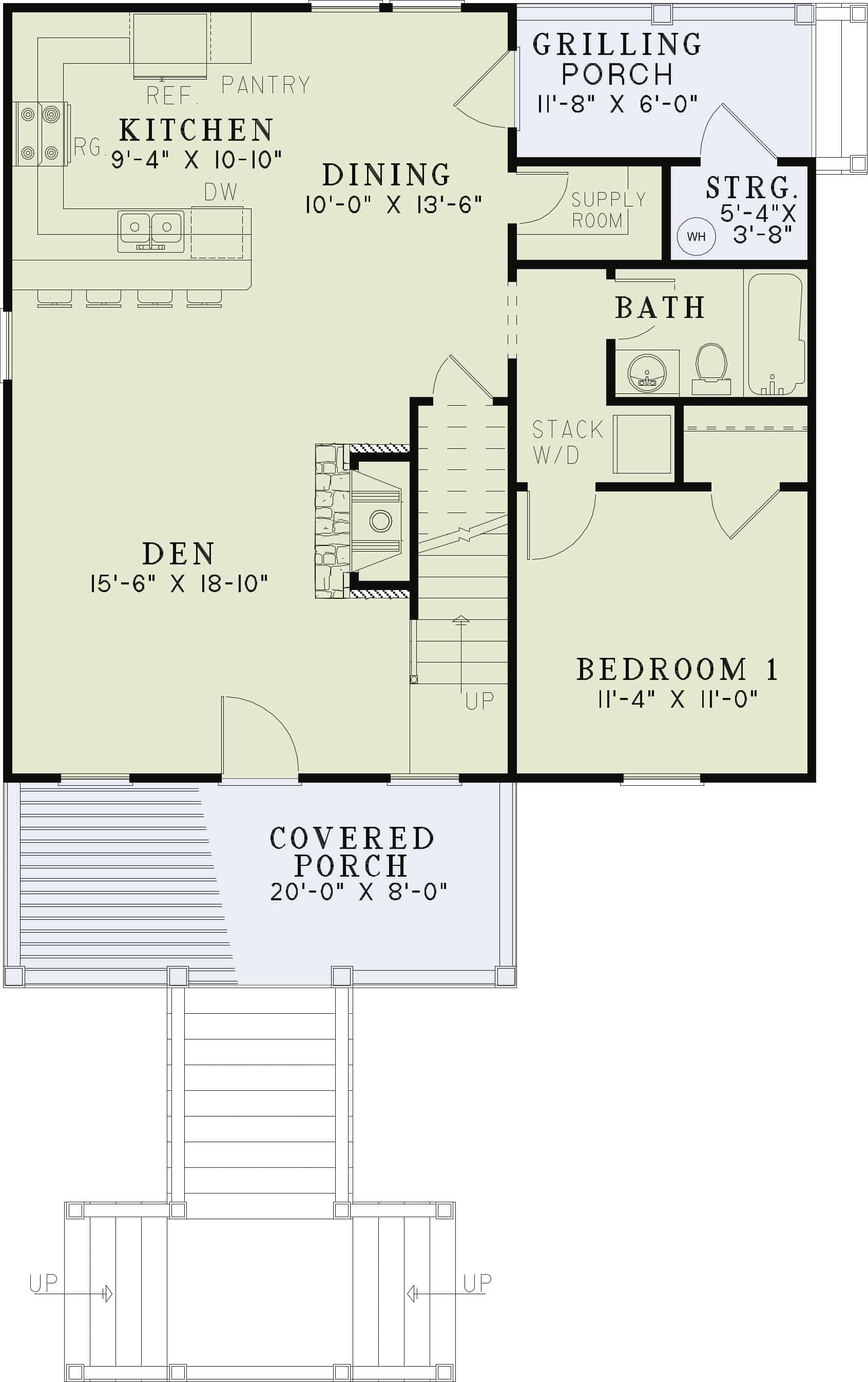 Floor Plan First Story of Ranch Plan #153-1111