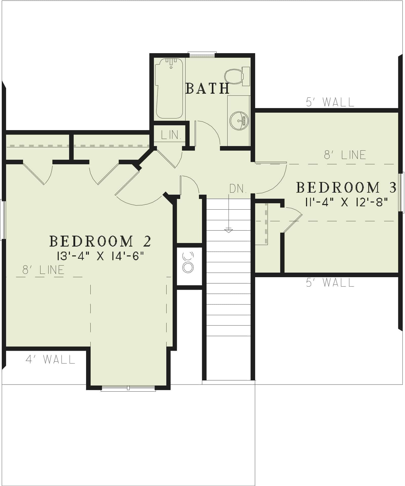 Floor Plan Second Story of Ranch Plan #153-1111