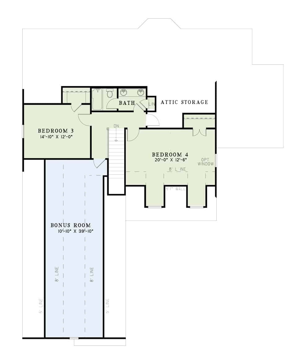 Floor Plan Second Story of Country Plan #153-1112