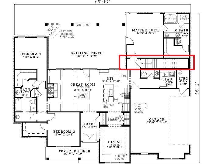 Floor Plan First Story of Country Plan #153-1115