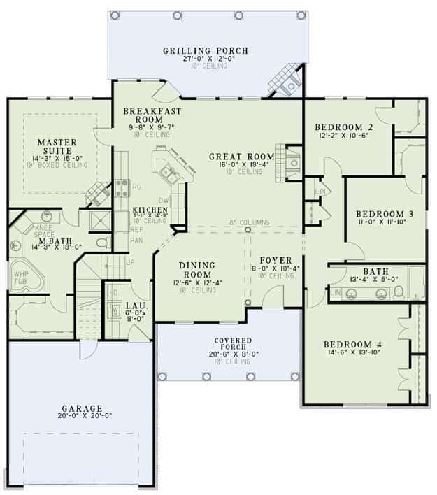 Floor Plan First Story of European Plan #153-1116