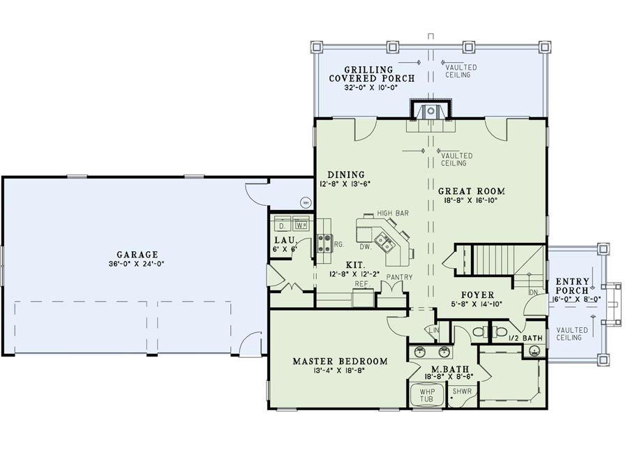 Floor Plan First Story of Country Plan #153-1119