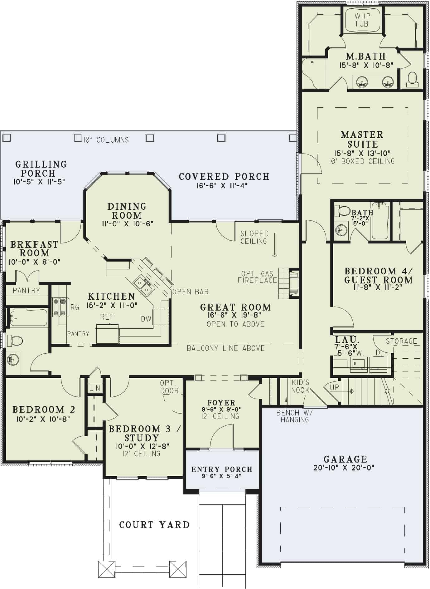 Floor Plan First Story of Country Plan #153-1120
