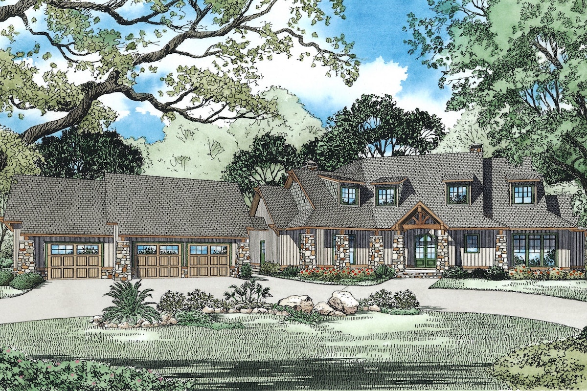 Front View of this 5-Bedroom, 4501 Sq Ft Plan - 153-1121