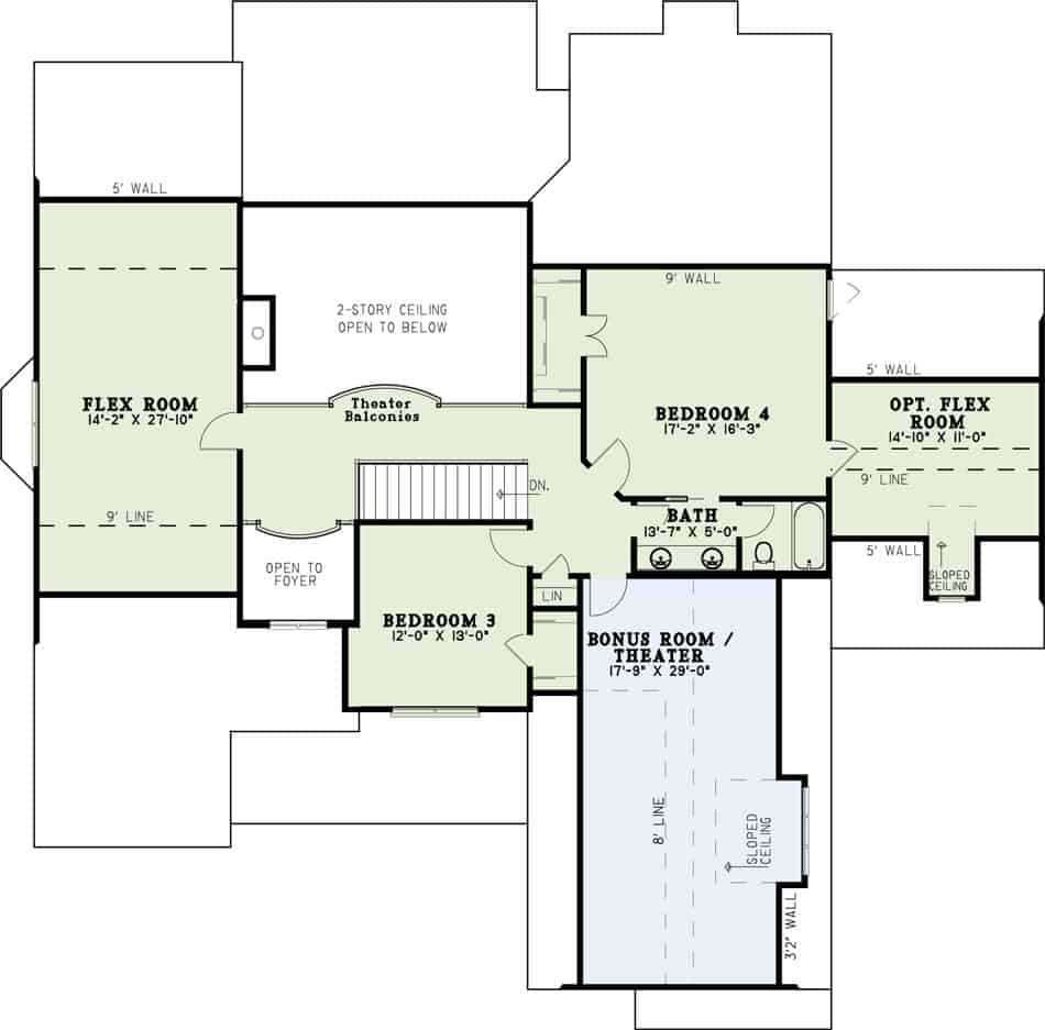Floor Plan Second Story of Country Plan #153-1121