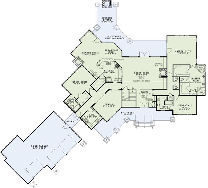 Floor Plan First Story of Country Plan #153-1121